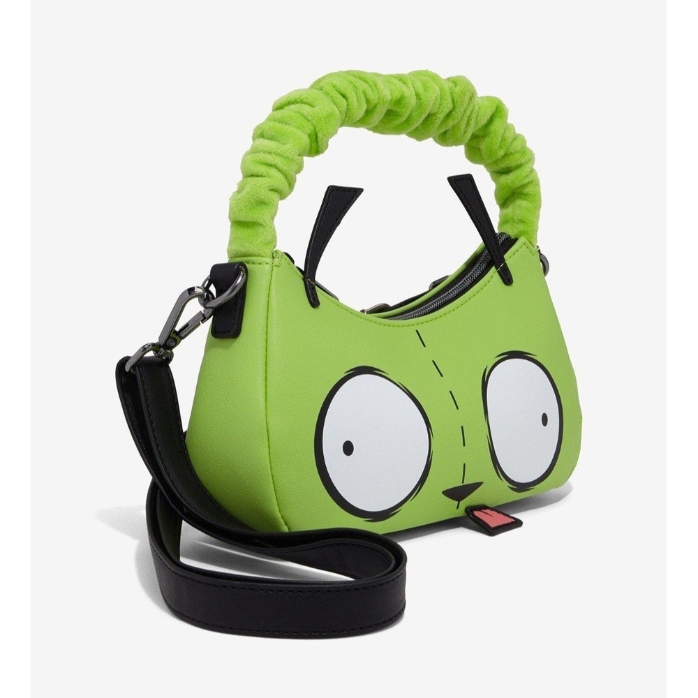NWT Loungefly Invader Zim GIR Fuzzy Handle Convertible Crossbody Bag Lime Green - Picture 1 of 3